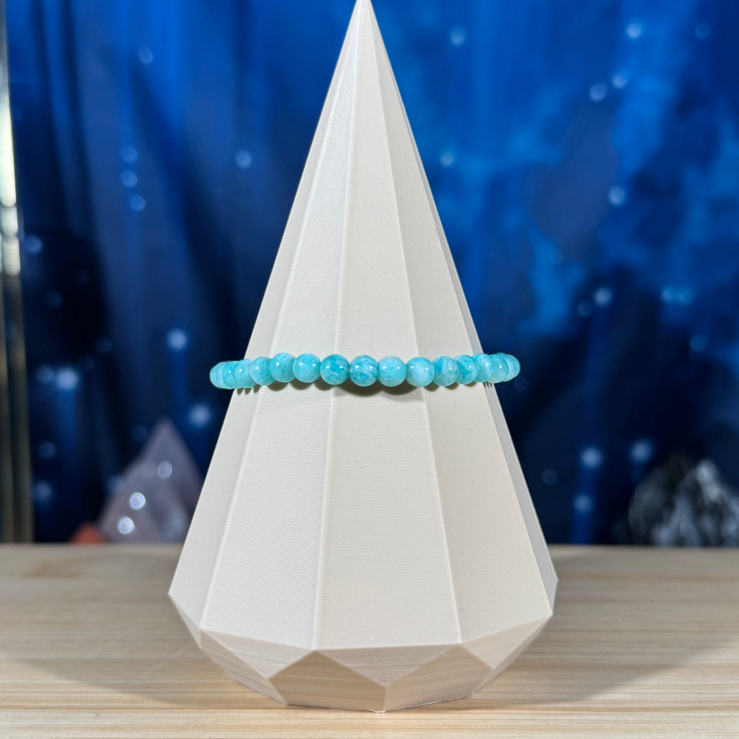 One (1) Amazonite bracelet – 5 mm beads, fits 6.25″ wrist