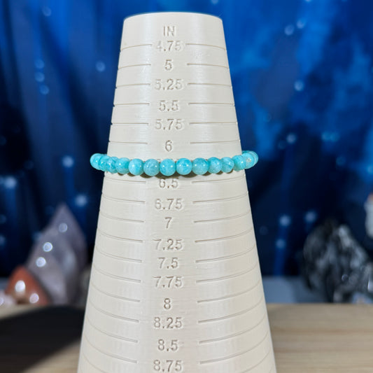 One (1) Amazonite bracelet – 5 mm beads, fits 6.25″ wrist
