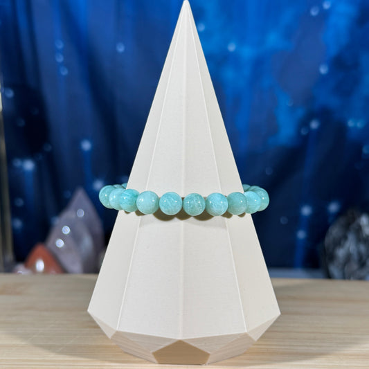 One (1) Amazonite bracelet – 8 mm beads, fits 6.25″ wrist