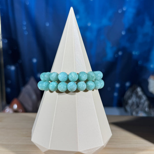 One (1) Amazonite bracelet - 8mm beads - fits 6" wrist