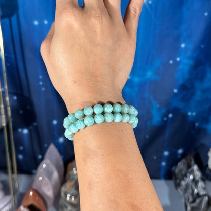 One (1) Amazonite bracelet - 8mm beads - fits 6" wrist
