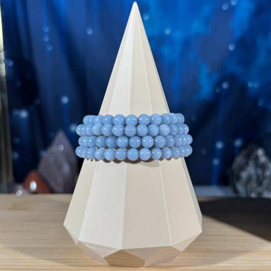 One (1) Angelite bracelet – 6mm beads - fits 6.5" wrist