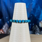 One (1) Blue apatite bracelet – 8mm beads - fits 6.5" wrist