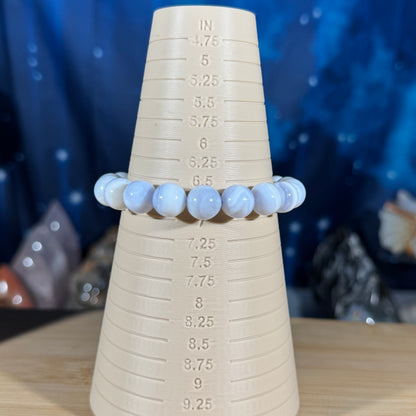 One (1) Blue lace agate bracelet - 10mm beads - fits 6.75" wrist
