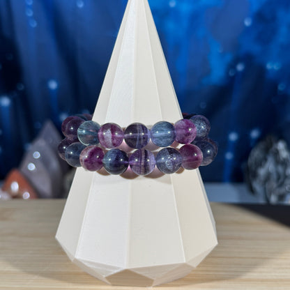 One (1) Candy Fluorite bracelet - 11mm beads - fits 6.5" wrist