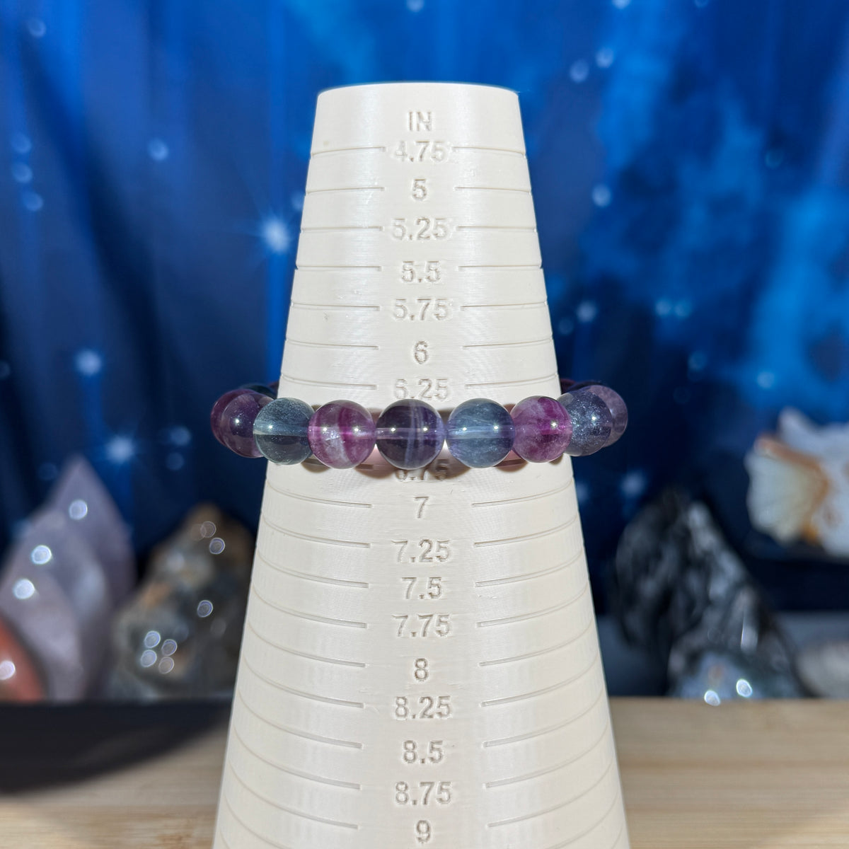 One (1) Candy Fluorite bracelet - 11mm beads - fits 6.5" wrist