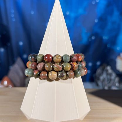 One (1) Cherry Creek Jasper bracelet – 8mm beads - fits 6.75" wrist