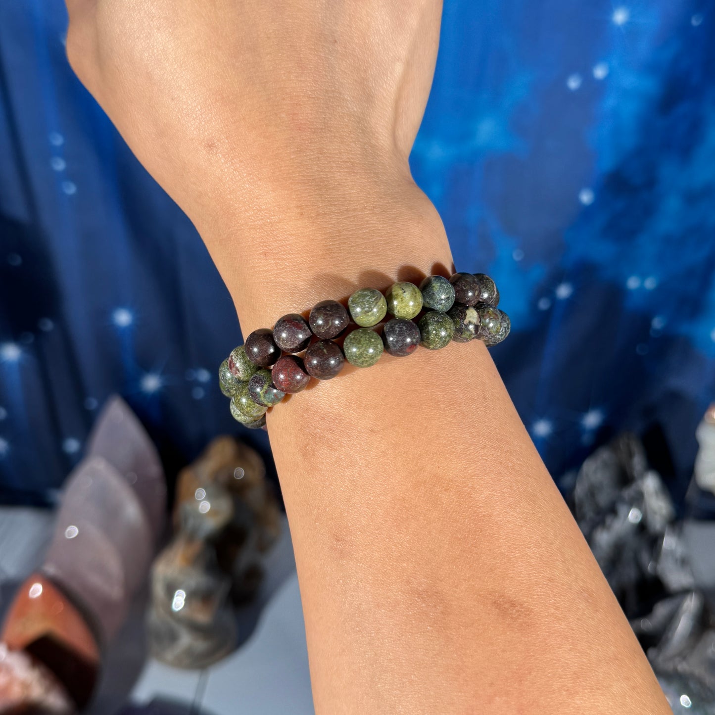 One (1) Dragonsblood bracelet - 8mm beads - fits 6.25" wrist