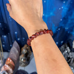 One (1) Fire Quartz bracelet - 9mm beads, fits 6.5" wrist