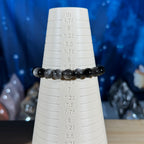 One (1) flashy Silver Sheen Obsidian bracelet - 8mm beads - fits 6.5" wrist