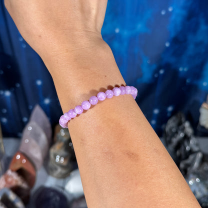 One (1) Kunzite bracelet - 6mm beads - fits 6.75" wrist
