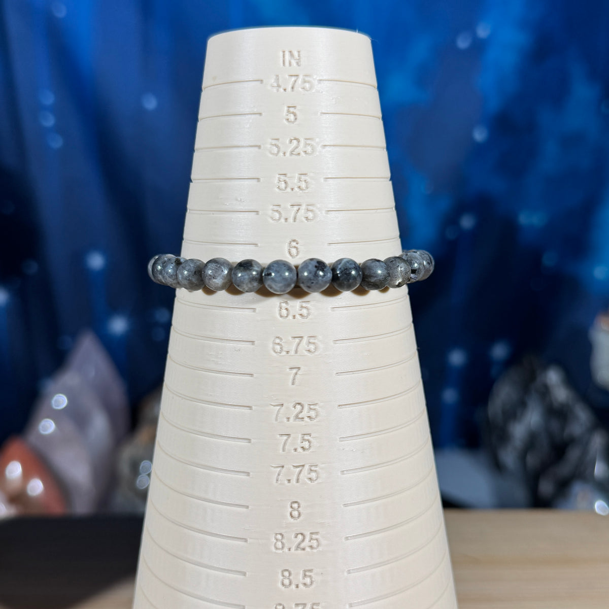 One (1) Larvikite bracelet - 6mm beads - fits 6.25" wrist