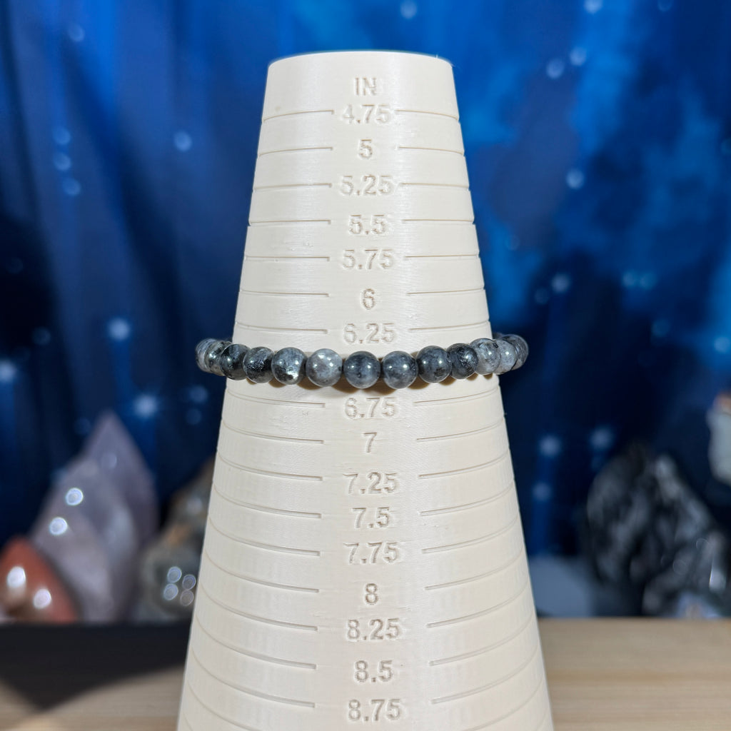 One (1) Larvikite bracelet - 6mm beads - fits 6.5" wrist