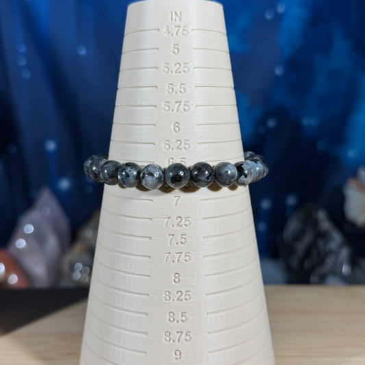 One (1) Larvikite bracelet - 8mm beads - fits 6.75" wrist