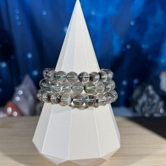 One (1) Lodolite bracelet - 9mm beads - fits 6.75" wrist