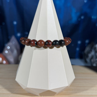 One (1) Mahogany Obsidian bracelet - 8mm beads - fits 6.25" wrist