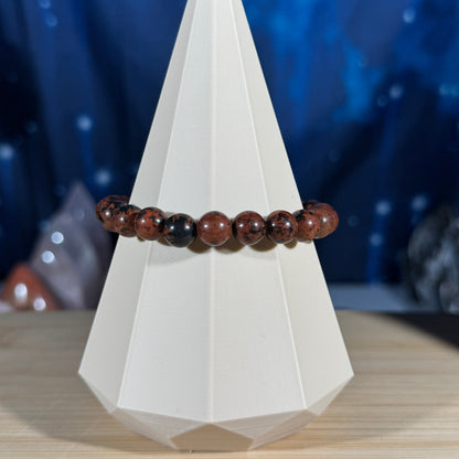 One (1) Mahogany Obsidian bracelet - 8mm beads - fits 6.5" wrist
