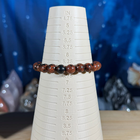 One (1) Mahogany Obsidian bracelet - 8mm beads - fits 6.5" wrist