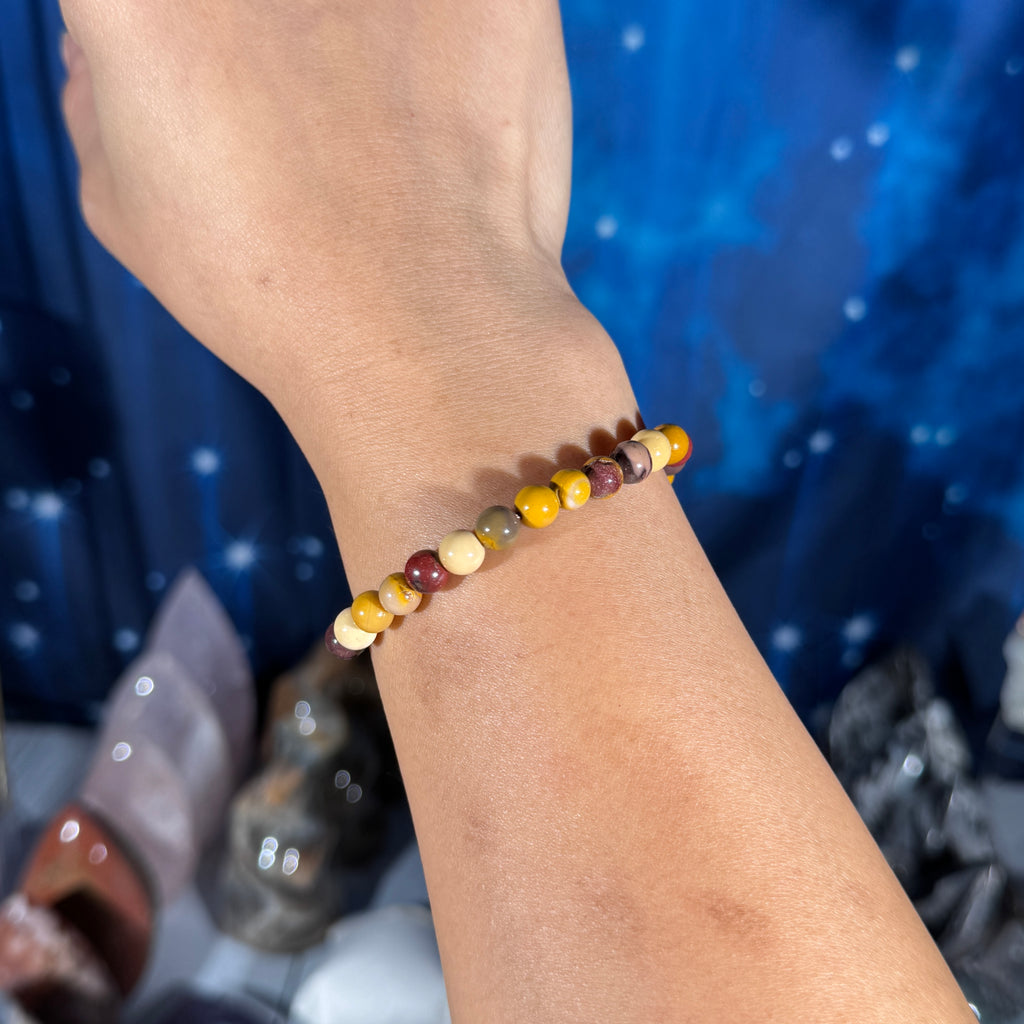 One (1) Mookaite bracelet - 6mm beads - fits 6.25" wrist