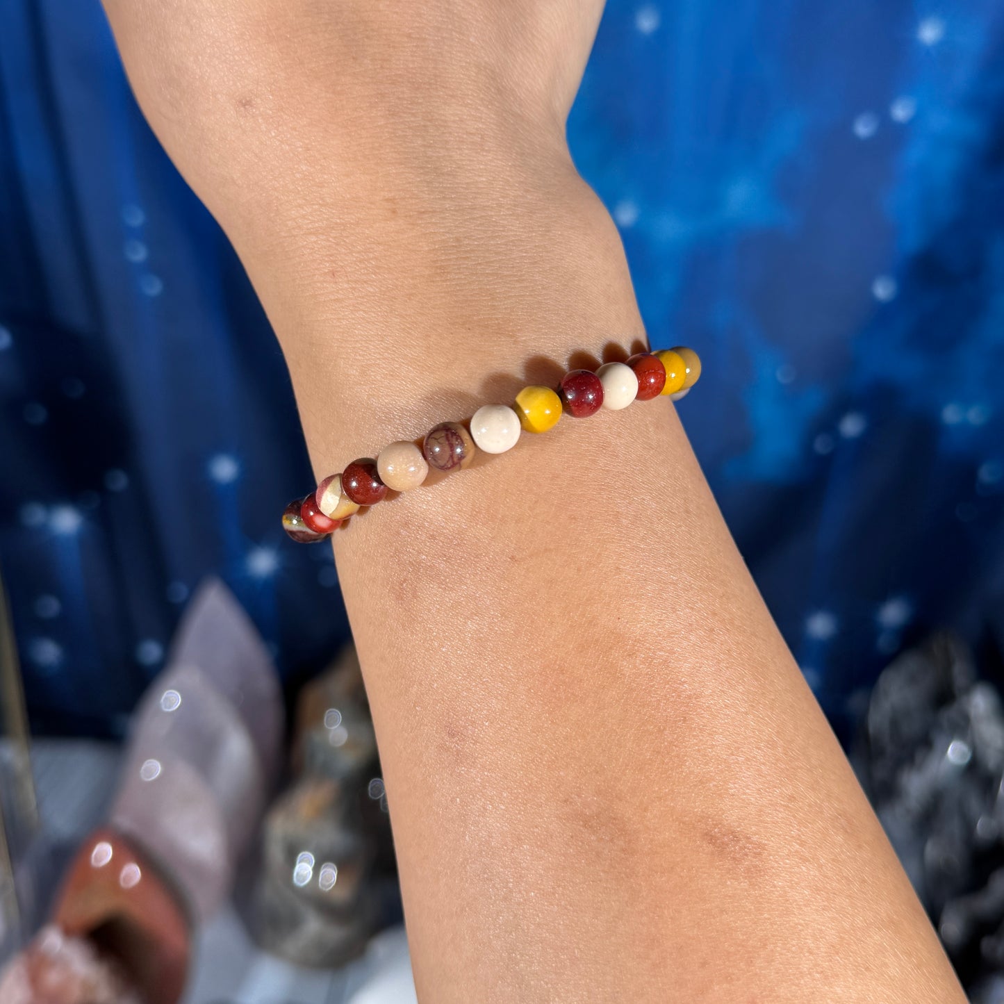 One (1) Mookaite bracelet - 6mm beads - fits 6.5" wrist