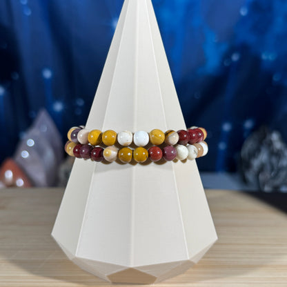 One (1) Mookaite bracelet - 6mm beads - fits 6.75" wrist
