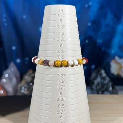 One (1) Mookaite bracelet - 6mm beads - fits 6.75" wrist