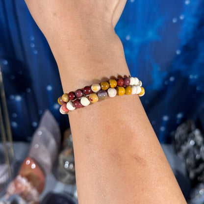 One (1) Mookaite bracelet - 6mm beads - fits 6.75" wrist