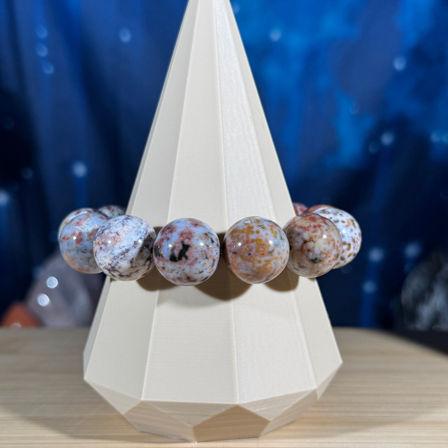 One (1) Ocean Jasper® bracelet - 17mm beads - fits 7" wrist