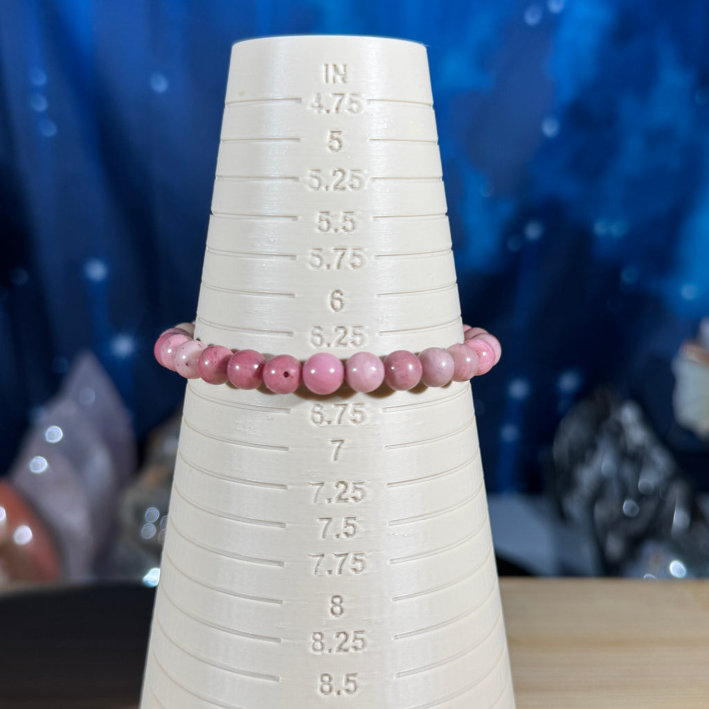 One (1) pink Petrified Wood bracelet - 6mm beads - fits 6.5" wrist