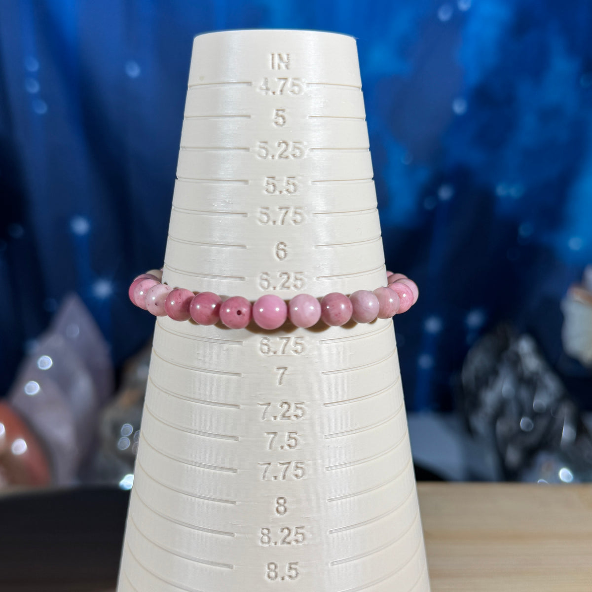 One (1) pink Petrified Wood bracelet - 6mm beads - fits 6.5" wrist