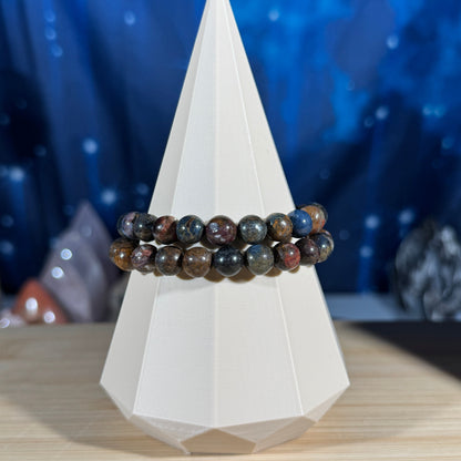 One (1) Pietersite bracelet - 8mm beads - fits 6.75" wrist