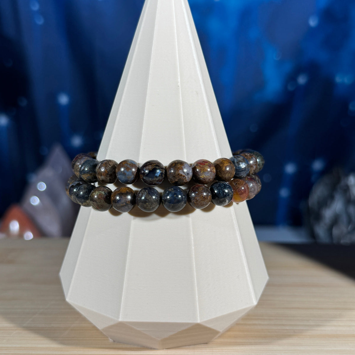 One (1) Pietersite bracelet - 8mm beads - fits 7" wrist