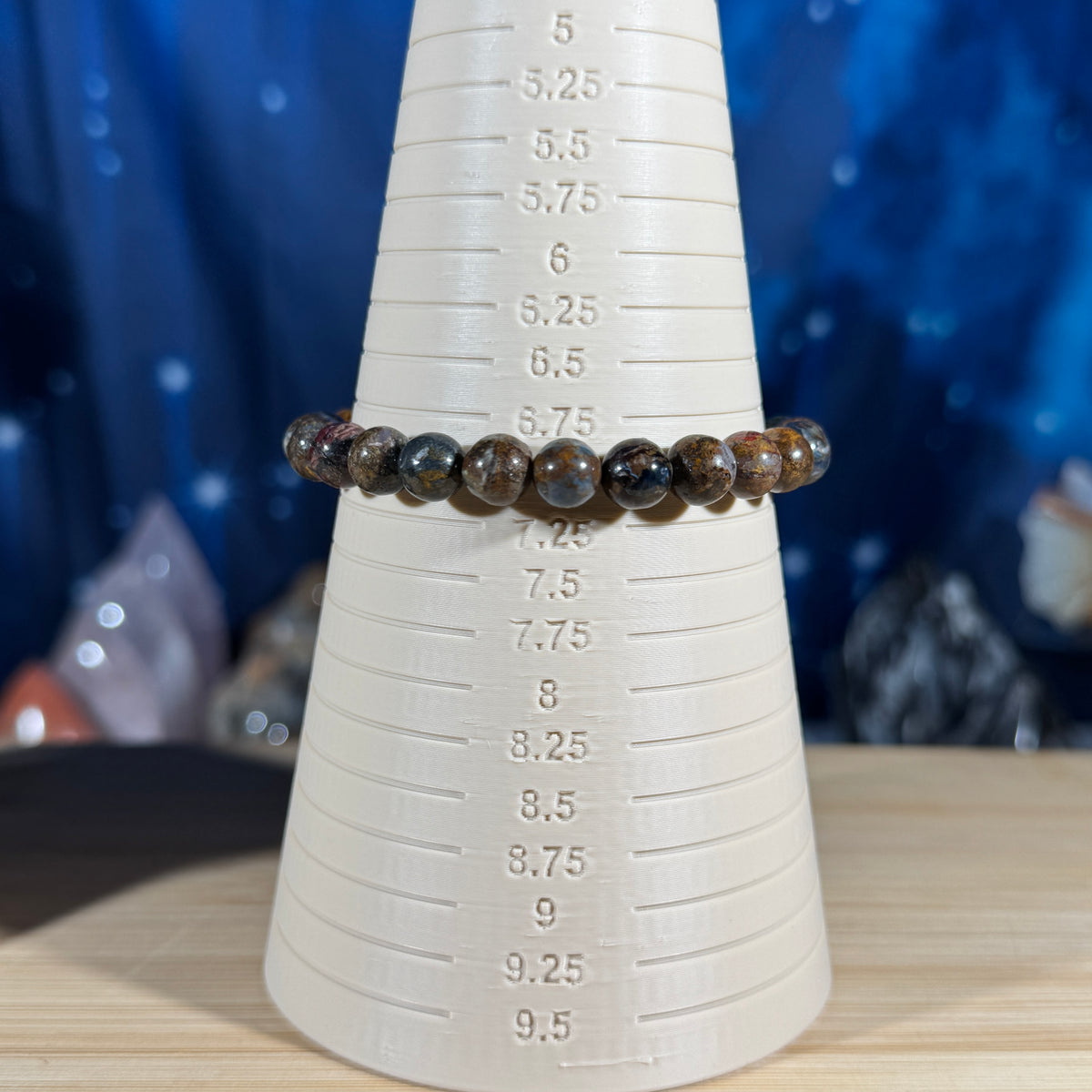 One (1) Pietersite bracelet - 8mm beads - fits 7" wrist