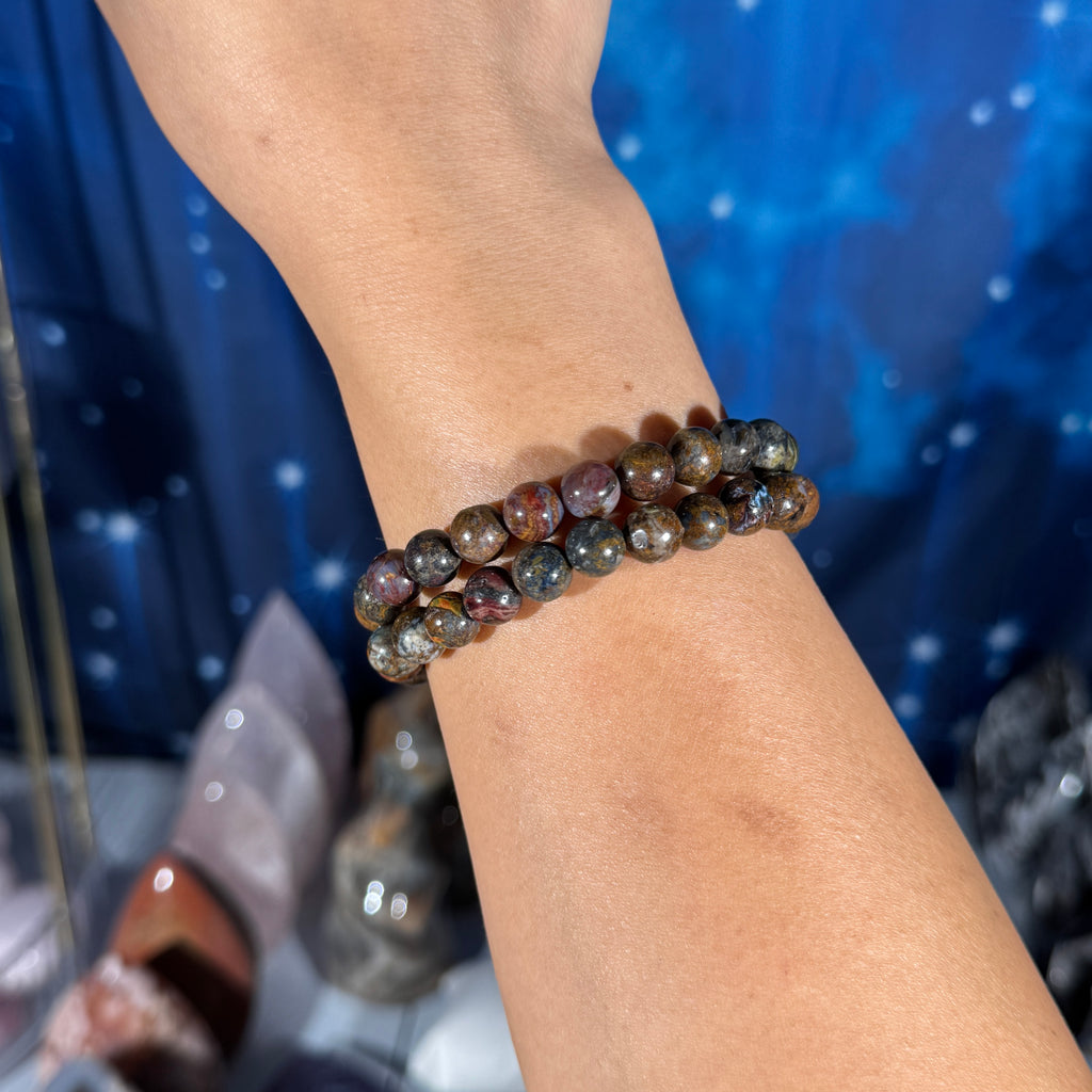 One (1) Pietersite bracelet - 8mm beads - fits 7" wrist