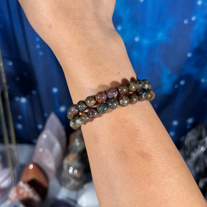 One (1) Pietersite bracelet - 8mm beads - fits 7" wrist