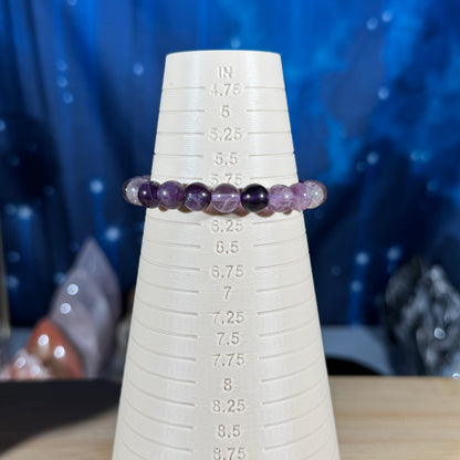 One (1) Rainbow Fluorite bracelet - 8mm beads - fits 6" wrist - low-grade