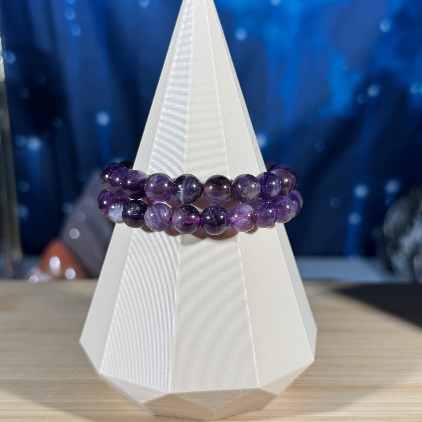 One (1) Rainbow Fluorite bracelet - 8mm beads - fits 6.25" wrist