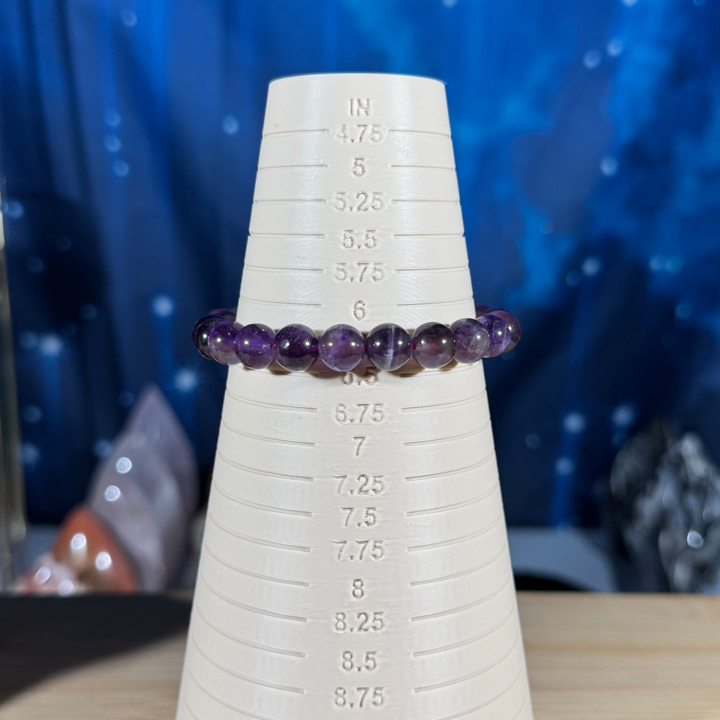 One (1) Rainbow Fluorite bracelet - 8mm beads - fits 6.25" wrist