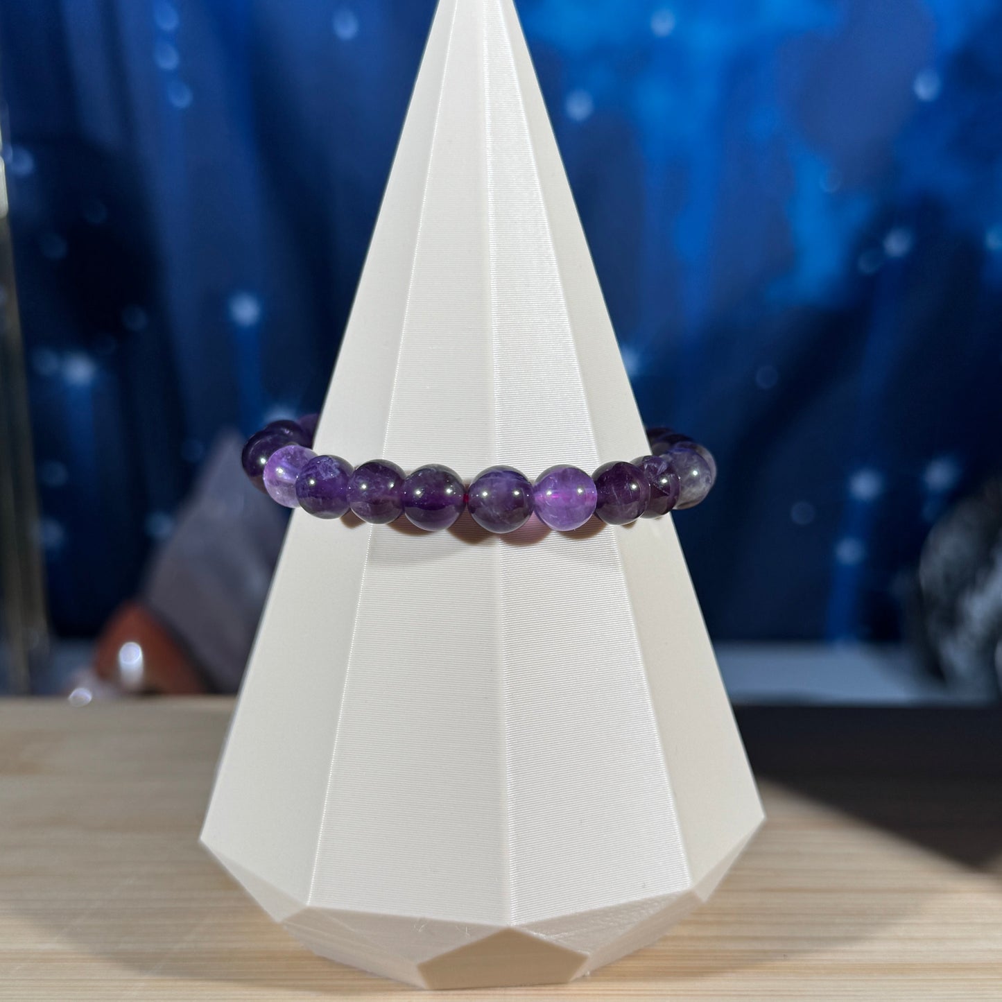 Purple fluorite bracelet with different shades of purple