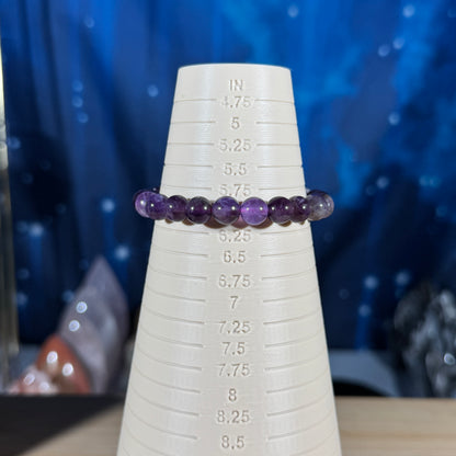 One (1) Purple fluorite bracelet - 8mm beads - fits 6" wrist