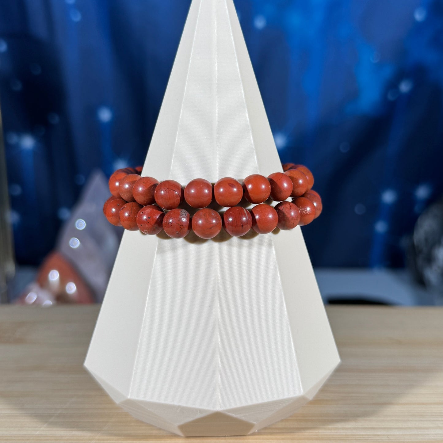 One (1) Red Jasper bracelet - 8mm beads - fits 6.25" wrist