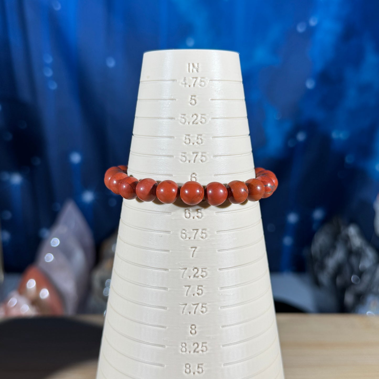 One (1) Red Jasper bracelet - 8mm beads - fits 6.25" wrist