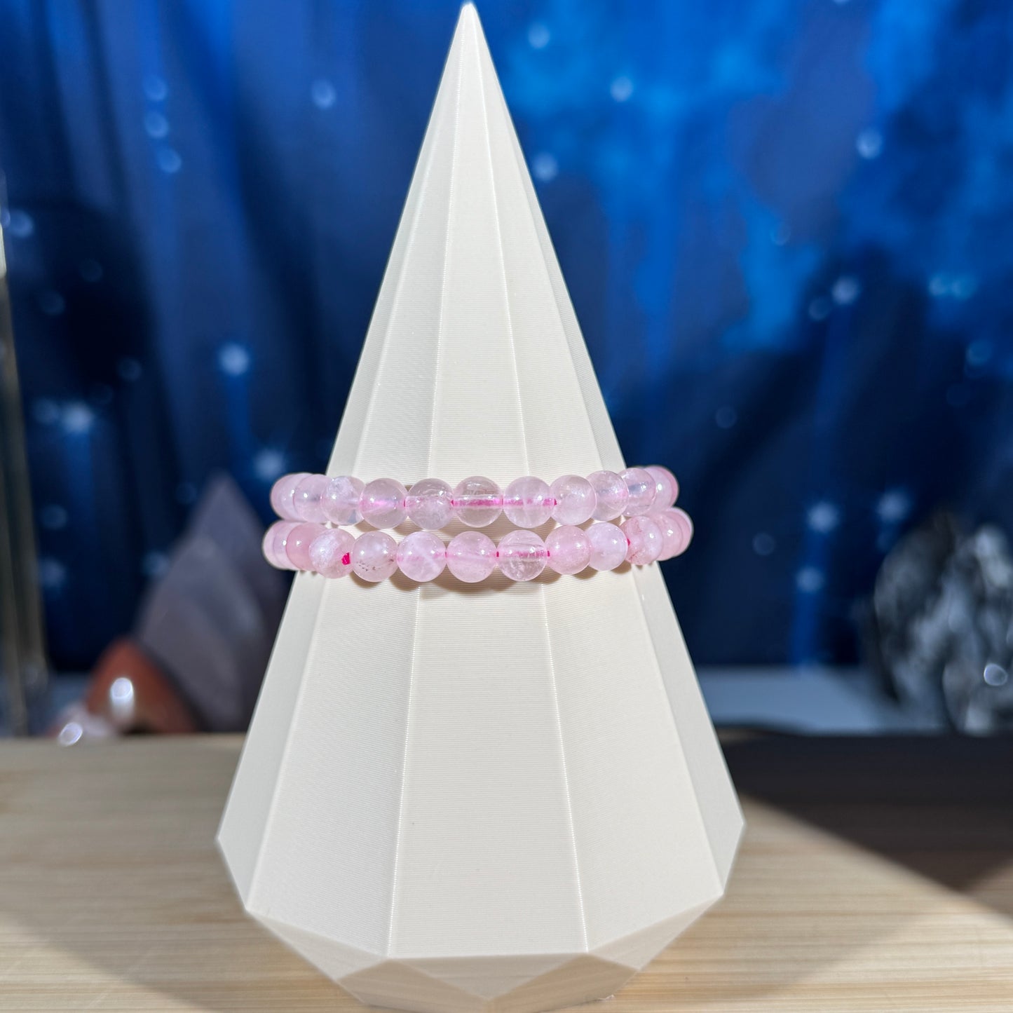 One (1) Rose Quartz bracelet - 6mm bead - fits 6.25" wrist