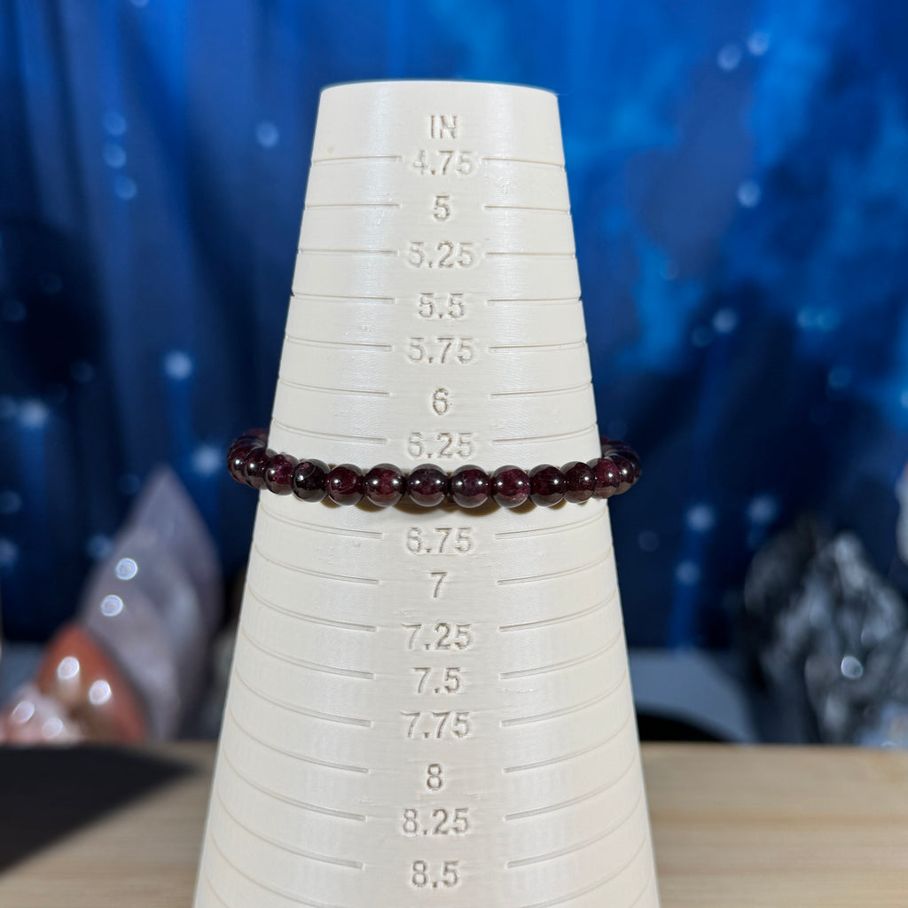 One (1) Garnet bracelet - 6mm beads - fits 6.5" wrist