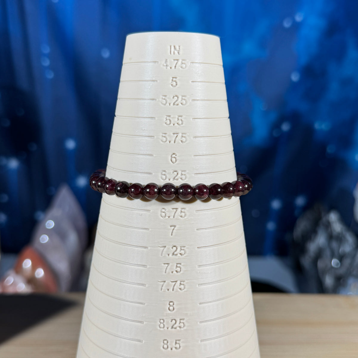One (1) Garnet bracelet - 6mm beads - fits 6.5" wrist