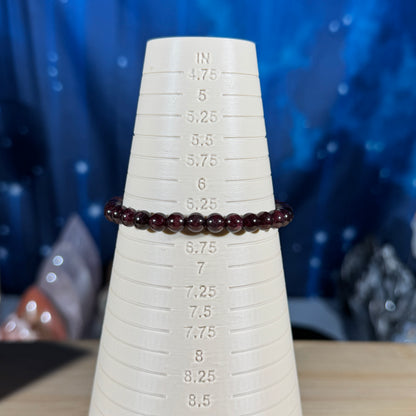 One (1) Garnet bracelet - 6mm beads - fits 6.5" wrist