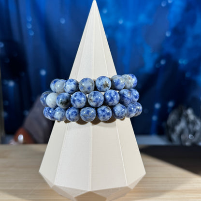 One (1) Sodalite bracelet - 10mm beads - fits 6.25" wrist - low-grade