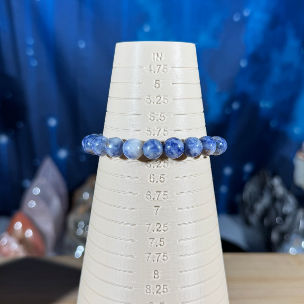 One (1) Sodalite bracelet - 8mm beads - fits 6" wrist - low-grade