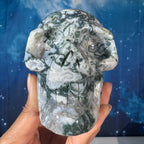 Moss Agate Skull – 0.785 kg