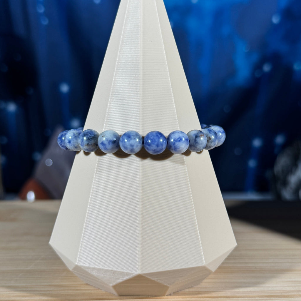 One (1) Sodalite bracelet - 8mm beads - fits 6.5" wrist - low-grade